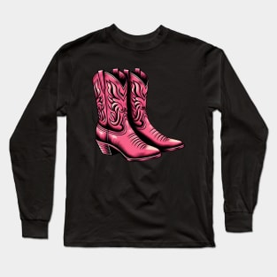 Pink cowboy boots Long Sleeve T-Shirt